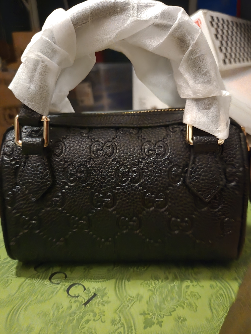 Gucci Black Embossed Leather Mini  Bag